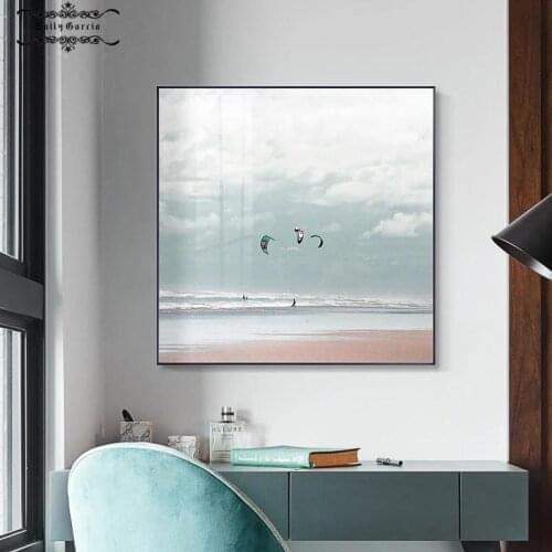 Nordic Bright Sky Sea Clouds Canvas Painting Poster Print Modern Seascape Wall Art Pictures for Living Room Home Cuadros Decor