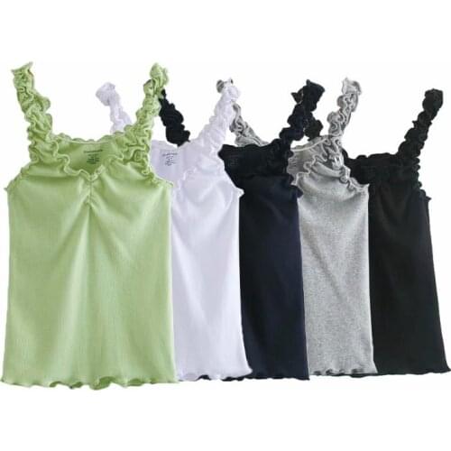 2020 summer new European and American fashion repair height elastic wood ear vest top dldd644