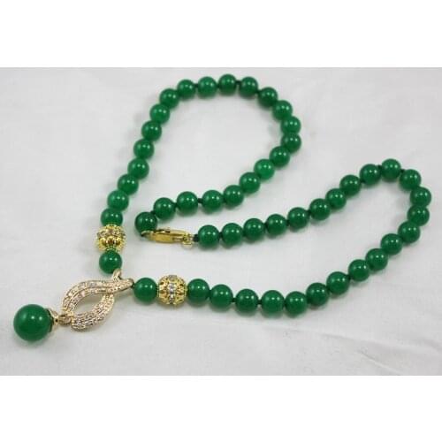 New arrive design18inches Noblest 7-8mm green natural jade bead pendant Jewelry fashion jewellery