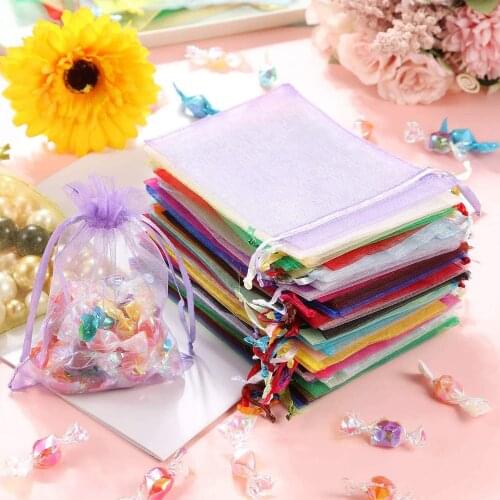 Wholesale 100pcs 13 Color Adjustable Organza Bags Jewelry Packaging Bags Wedding Party Eyelash Box Drawable Bag Gift Pouches