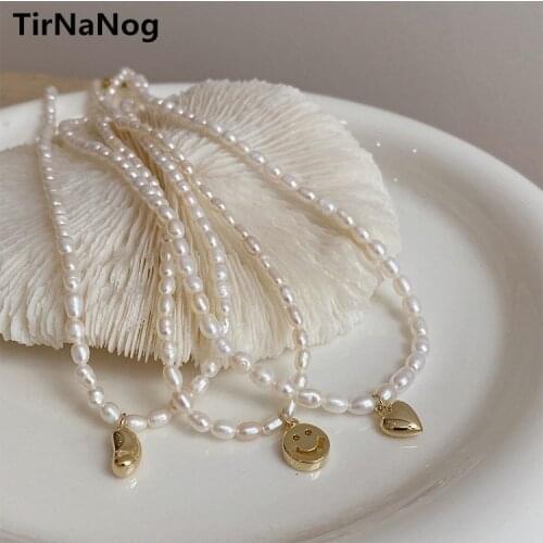 Fashion Baroque Natural Freshwater Pearl Necklace Smile Heart-shaped Pendant Necklace To Restore Ancient Ways Collarbone Chain