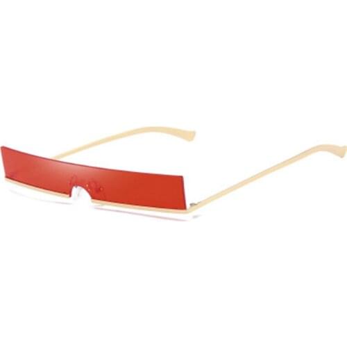 Metal Narrow Small Rectangular Rectangle Rimless Sunglasses UV400 Glasses Women Men