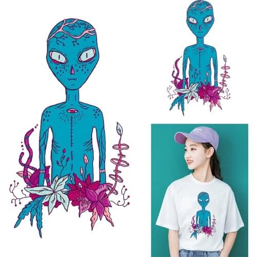 Vinyl Punk Bugbear Alien Patches Iron on Transfers For Clothing Stickers Heat Transfer Patch Stripe Sticker on Clothes DIY Decor