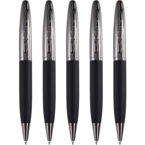 High Quality Leather Ball Point Pen Metal Gun Gray Ink Pens For Writing Stationery Office School Supplies