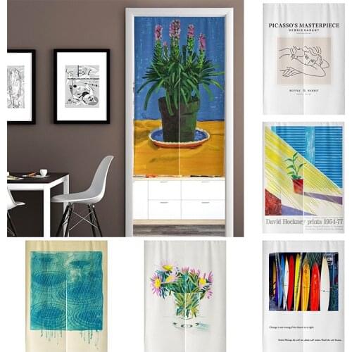 Japanese Fabric Door Curtain Bedroom Blackout Curtain Home Decoration Doorway Hanging Curtain Half Panel Curtain