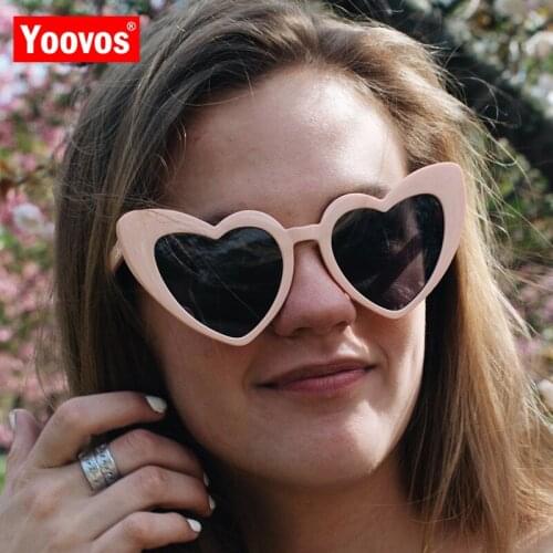 Yoovos 2021 Vintage Heart Sunglasses Women Plastic Candy Colors Luxury Sun Glasses Classic Retro Outdoor Oculos De Sol Gafas