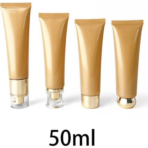 10pcs Empty 50ml Plastic Squeeze Bottle 50g Cosmetic Cream Container Toothpaste Concealer Soft Tube Yellow Gold Free Shipping