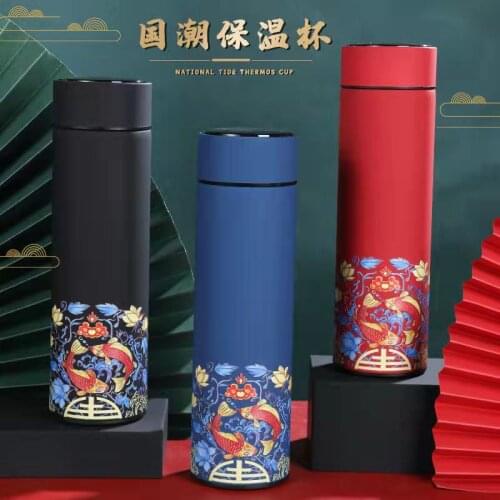 450ml Chinese Classical Style Vacuum Flask With Filter Stainless Steel Thermal Cup Coffee Mug Water Bottle Milk Travel Thermocup