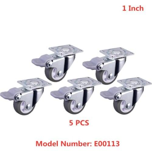 5 Pcs/Lot Casters 1 Inch Gray Tpe Universal Wheel With Diameter Of 25mm, Minimum Brake Wheel, Mute Household Caster
