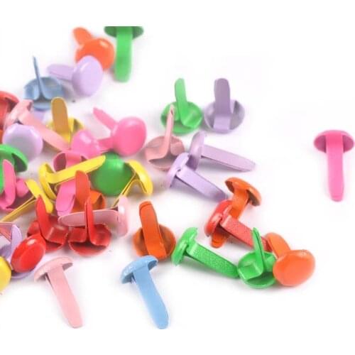 50Pcs 8x13mm Mixed Pastel Round Brad Scrapbook Embellishments Metal Crafts Fastener Brad Handmade Accessories Home Decor c2239