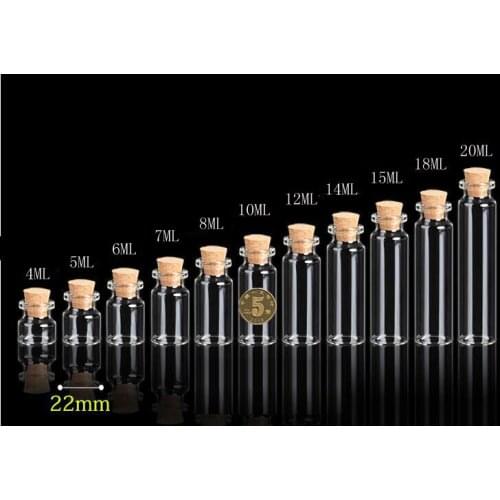 50pcs High quality Glass jars Cute Wishing Cork Stopper Glass storage Message Bottle Vial pendant Containers garden Decoration