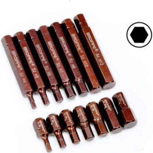 7pcs Impact Screwdriver Hex Screwdriver Bit H4 H5 H6 H7 H8 H10 H12 10mm Hex Shank H4-H12 30mm 75mm length