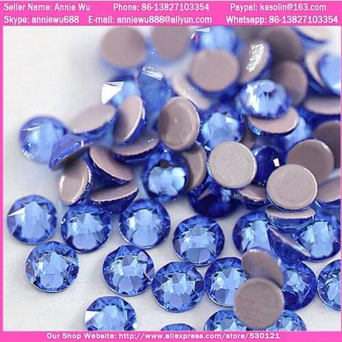 8 big + 8 small Cut Facets 2088 1440pcs Blue Glass Crystal Rhinestones Flat Back Hotfix ss16 Cristales Strass Hot fix ss20 DIY