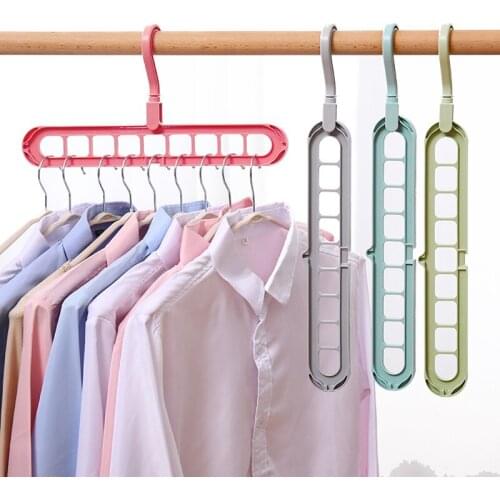 9 Hole Clothes Hanger Organizer Space Saving Hanger Multi-function Folding Magic Hangers Drying Racks Scarf Clothes Storage
