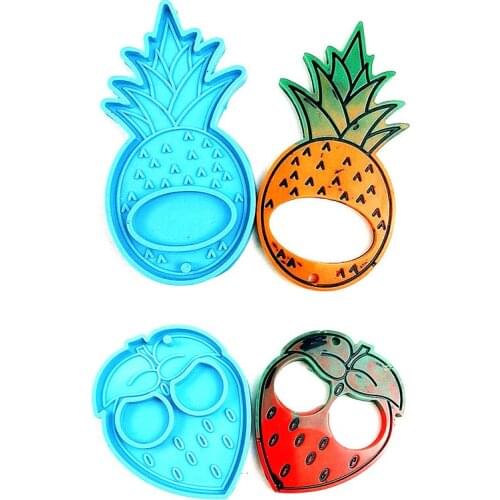 Strawberry Keychain Mold Pineapple Pendant Resin Molds Silicone Mold for DIY Epoxy Resin Defense Keychian Ornament
