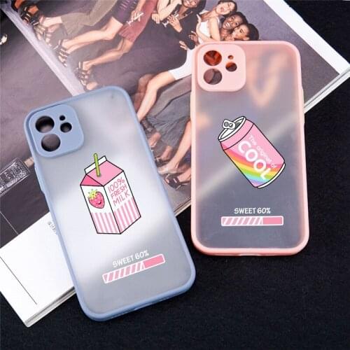 Cute Cola Coffe Milk Drink Bottle Phone Case For iPhone 12 11 Pro MAX XS X XR SE 20 7 8 6Plus Funny Clear Hard Matte Cover Shell