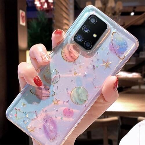 Shiny Glitter Planet Star Clear Soft Rubber Case For Samsung S20 FE Note 20 Ultra S10 S9 S8 Plus 8 9 10 Pro Lite M51 A51 A71 A30