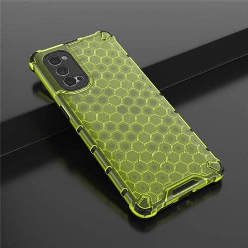 Honeycomb Phone Case For OPPO Reno 4 Case Hard Acrylic Clear Armor Back Cover For OPPO Reno 3 Pro Reno 4 Pro Cover Shell Skin