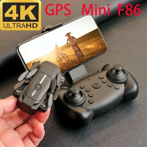 F86 New Mini Drone 4K GPS HD Camera WiFi Fpv Air Pressure Altitude Hold Gray Foldable Quadcopter RC Dron Toy Profesional With