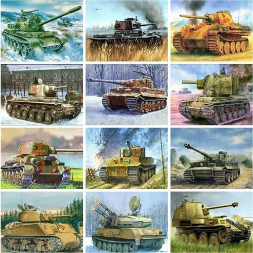 Evershine Full Square Round Diamond Painting Tank Diamond Embroidery Landscape Cross Stitch Rhinestone Mosaic Handicrafts