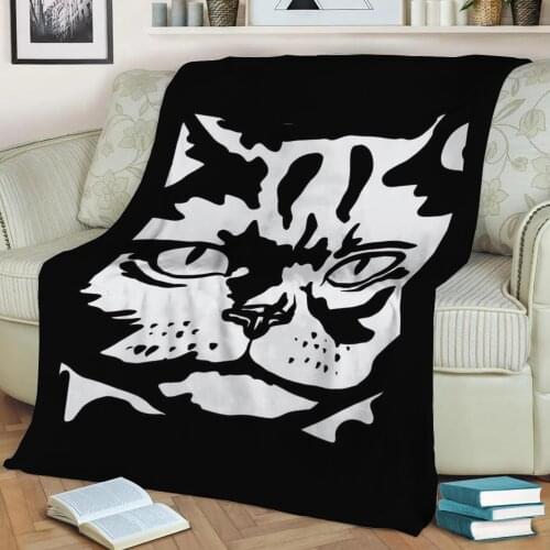 Black and White Cat Flannel Throw Blanket 3D Printed Keep Warm Sofa Child Blanket Home Decor Textiles Dream Family Gift
