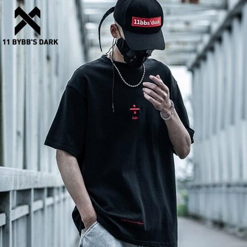 11 BYBBS DARK Fashion Hip Hop T Shirt Men Oversized Streewear Harajuku Tops Tees Summer Chinese Embroidery Cotton Loose Shirts