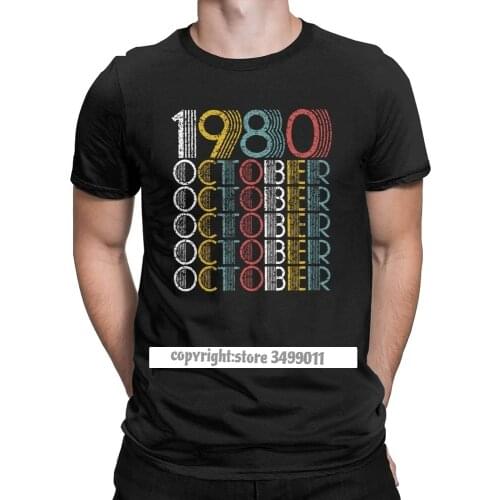 Vintage October 1980 Tee Shirts Men 40 Years Old 40th Birthday Gift Vintage Tee Shirt Tshirts Clothing