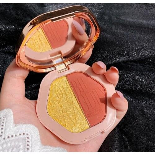 Makeup Highlighter Shimmer Powder Illuminator Highlight Face Contour Golden Bronzer Highlighter Contour Cheek Blush Face Blusher
