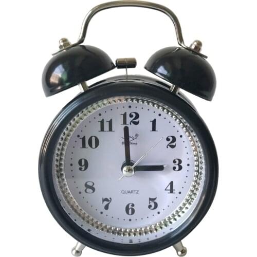 Classic 3inch Double Metal Bell Desk Table Loud Alarm Clock with Night Light Function
