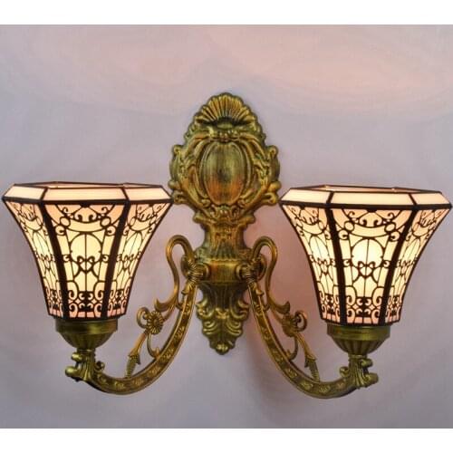 European-Style Retro Creative Corridor Double-Headed Wall Lamp Arab Style Western Region Colored Glass Living Room Glass Lamp