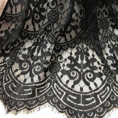 Exquisite French Eyelash Lace Fabric Black Chantilly Lace Fabric Diy Curtain Decorative 150CM Width Clothes Accessories 3Meters