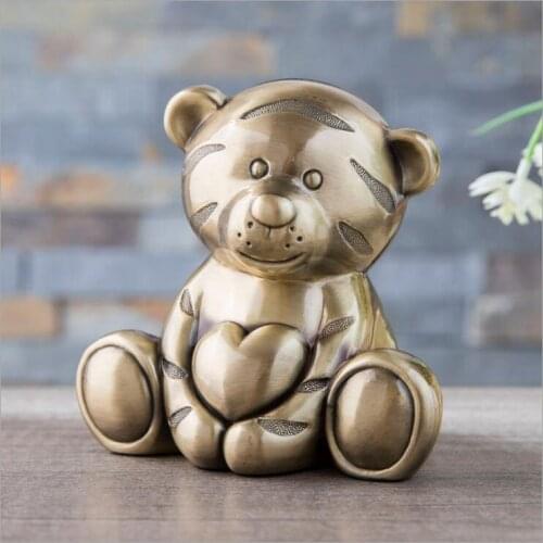 Cartoon Lovly Tiger Design Bronze Color Metal Piggy Bank Cash Box Table Decorative Money Saving Box For Coin Hidden Safe CXG035