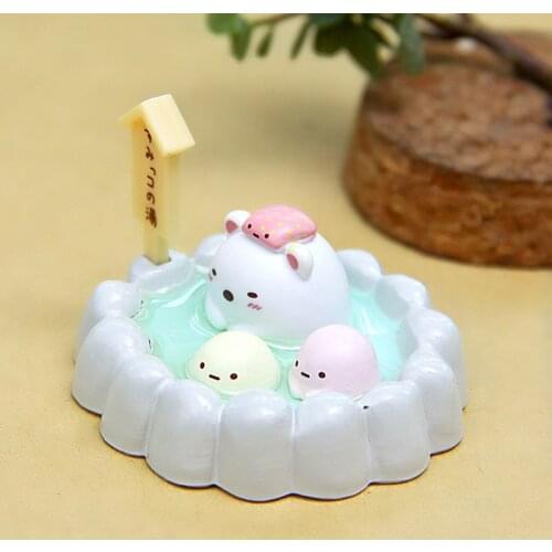 Mini Anime Cute Elf Family Fairy Garden Dollhouse Toys Bathroom SPA White Bear Micro Landscape Ornaments Figurine Decor for Kids