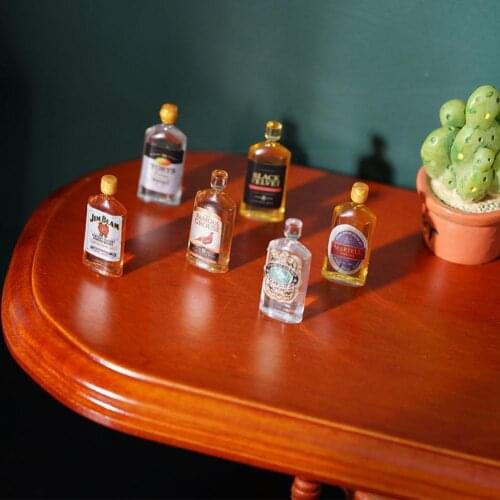 1/12 Dpllhouse Mini Simulation 6pcs Whiskey Model Miniature Model Dolls House Props Playing Accessories Scene Food H6Y8