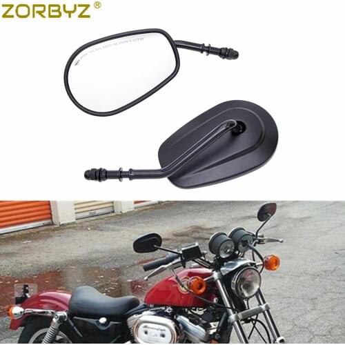 ZORBYZ Motorcycle Black Oval Rearview Side Mirrors For Harley Sportster 1200 883 Dyna Street Bob