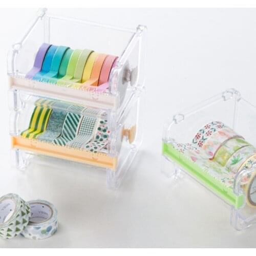 Office stationery tape cutter tape storage box portable transparent tape storage box School Stationery