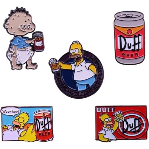 Duff beer enamel pin beer cans brooch alcohol addict gift