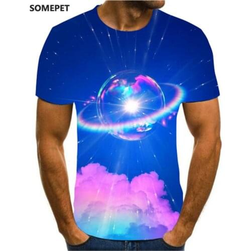 Popular Printing Astronaut / Landscape / Creative Design MenS And WomenS Summer Color T-Shirt Cool Casual Versatile