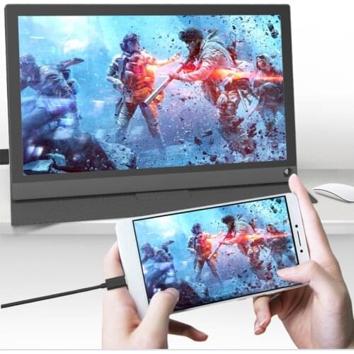 12.5'' Touch Screen Portable Monitor USB 1920x1080 HD IPS Display Monitor 1000mAh Rechargeable Battery HDMI with Leather Case