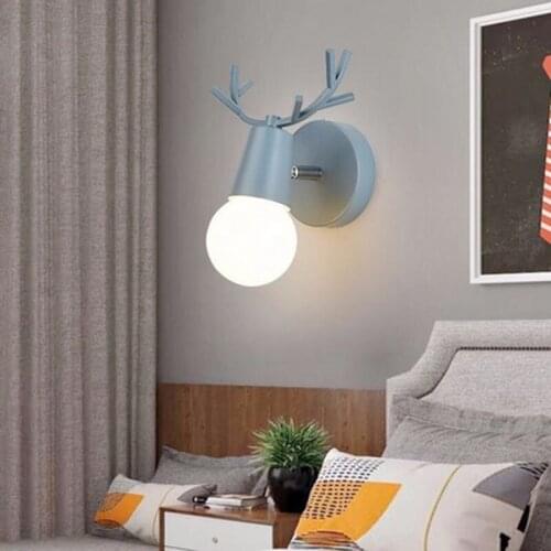 Adjustable LED Wall Lights colorful cartoon Deer Antlers Bedroom Reading Sconce Wall Mounted Children room Lighting E27