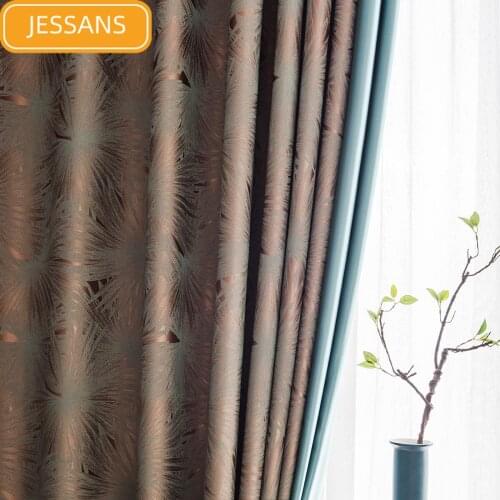 Nordic Light Luxury Luster Jacquard Curtain Lace Stitching Thickening Blackout Curtains for Living Room Bedroom Window Finished