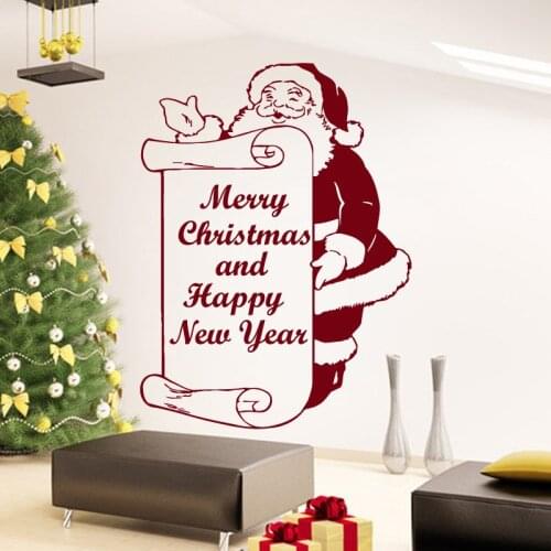 Merry Christmas and Happy New Year Santa Claus Wall Decal Vinyl Sticker Home Art Bedroom Decor Living Room Mural YO-21