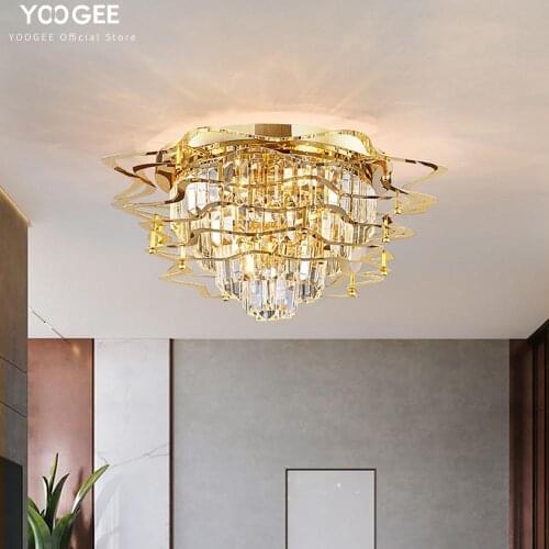 YOOGEE Gold Ceiling Chandelier Modern Bedroom Chandeliers Living room Loft Polished Steel Designer Indoor Lighting Lights