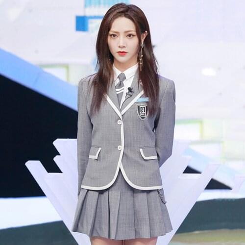 Campus Style Korean Version Stage Clothes Women Hip Hop Street Dance Wear Jazz Dance Costume Team Performance Clothing DT3098