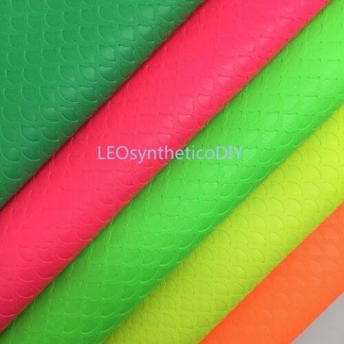 1PC 21X29CM Neon Mermaid Faux Leather Fabric, Synthetic Leather Fabric Leather Sheets For Making Bows LEOsyntheticoDIY T376