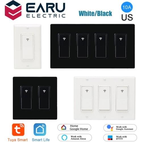 1/2/3/4 Gang 10A US WIFI Smart Wall Switch Spring Return Button Switch Voice Remote Control Smart Life TUYA Alexa Google Home