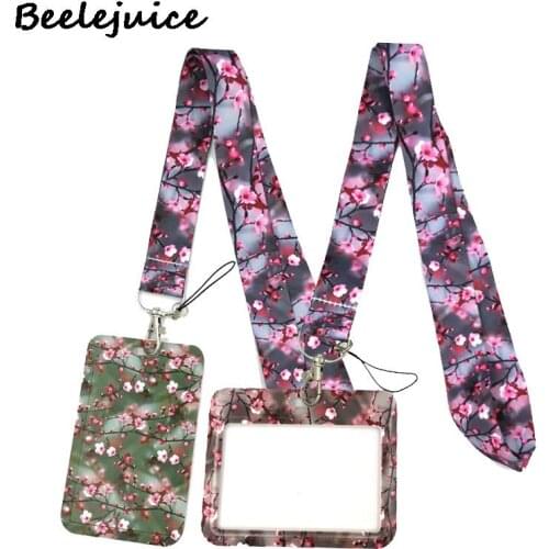 Cherry Plum blossom Tree Flower Horizontal ID Card Students Work Name card Holder Badge Kids Holder Accessories Decoration Gifts