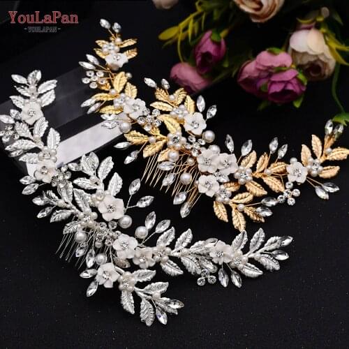 YouLaPan HP368 Bridal Hair Comb Clip Pin Rhinestone Pearl Wedding Luxry Bridal Hair Comb Pearl Hair Pin Wedding Hair Accessories