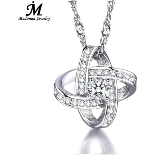 Fashion New Europe style women Heart Pendant AAA Super Flash Bling CZ Zircon Eternity Pendant Silver plated Jewelry wholesale