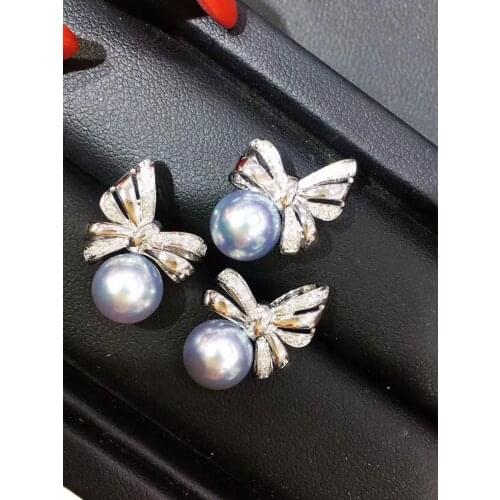 D416 Pearl Set Fine Jewelry 925 Sterling Silver Natural 8-11mm Fresh Water Rose Blue Pearls Jewelry Sets for Women Presents